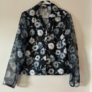 Vintage No Boundaries Womens Floral Button Up Size L Whimsygoth Emo Y2K 90s